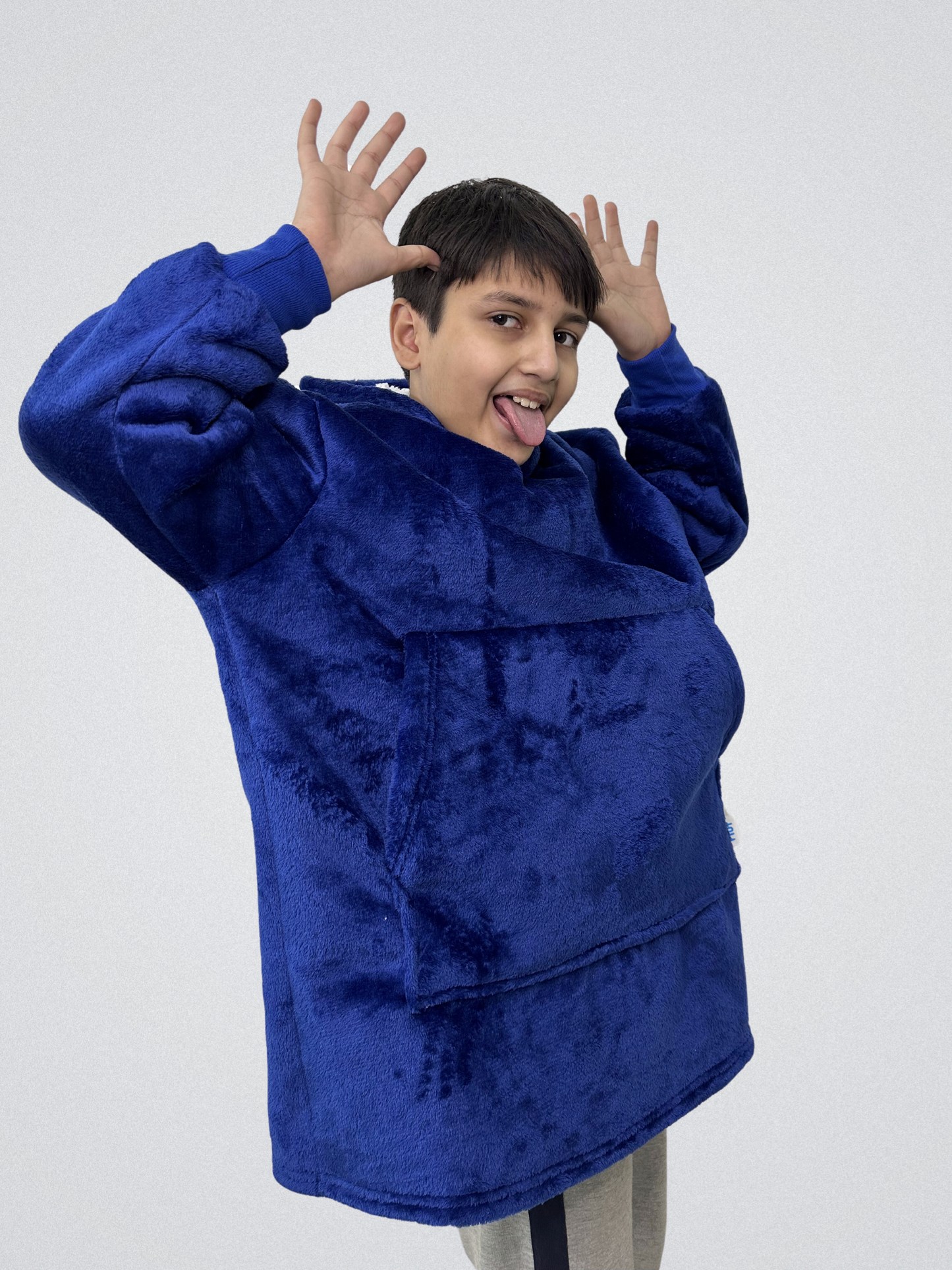 Navy Blue Kids Blanket Hoodie